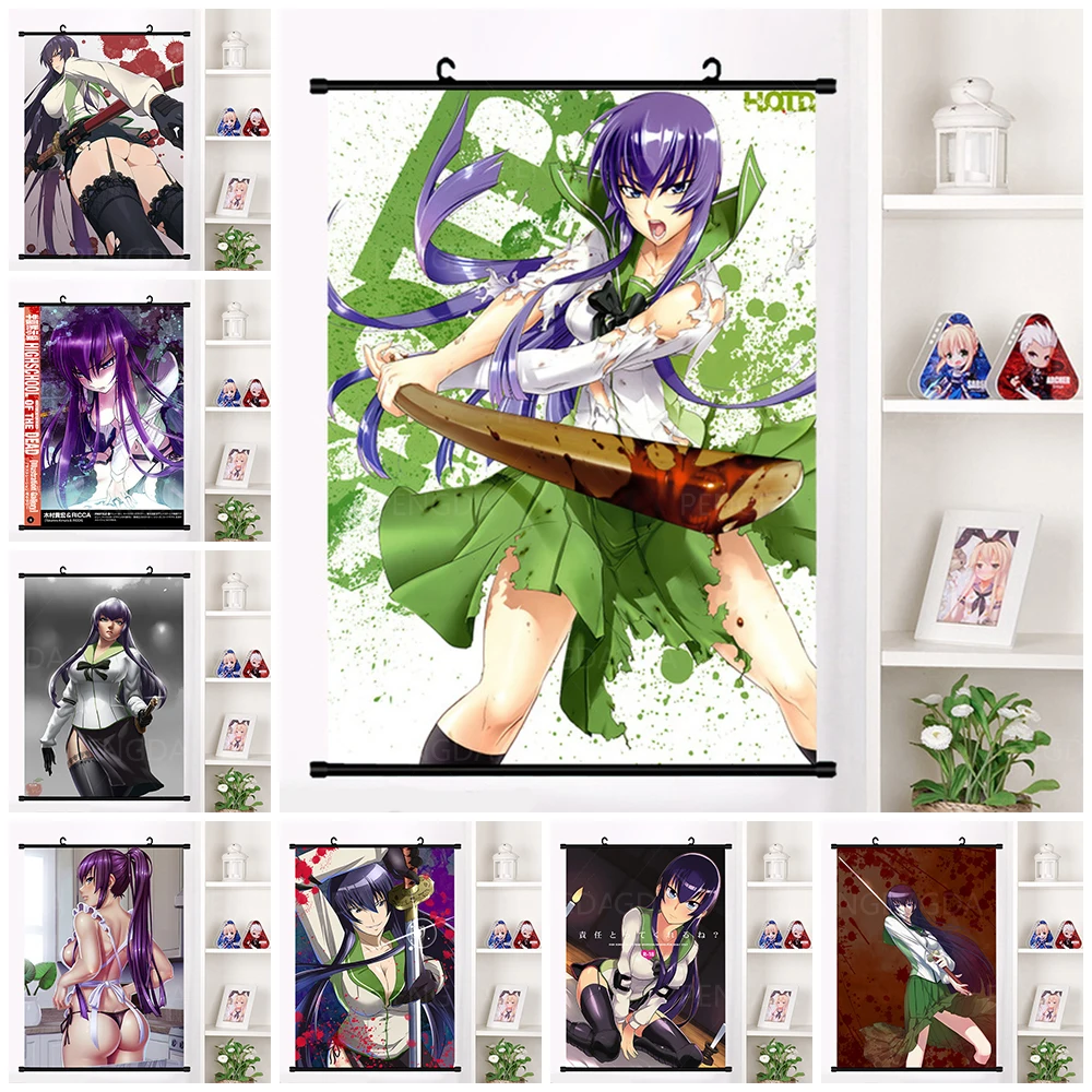 Highschool of the dead Canvas anime cartoon characters Art Painting Decor Home Wall Plastic Hanging Scroll Poster Picture Prints