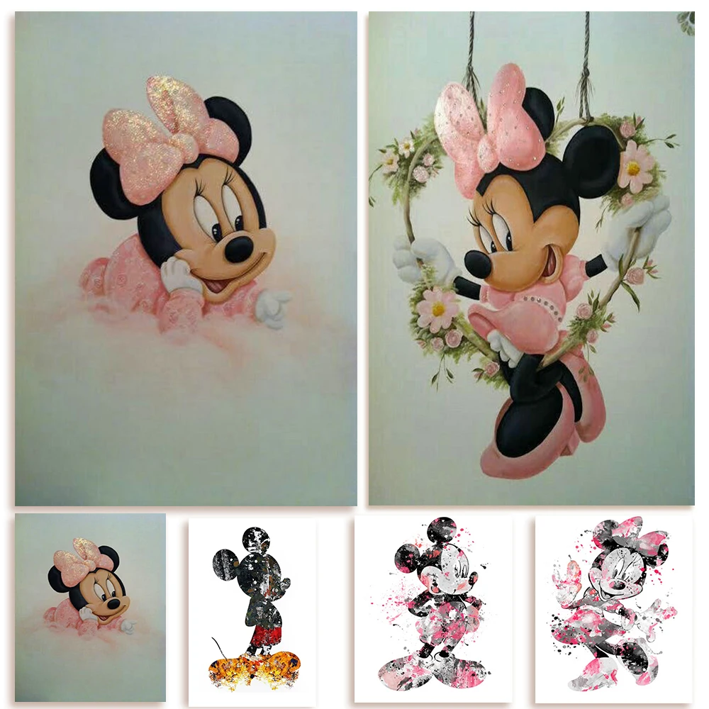 Art Canvas Painting Mickey Minnie Cartoon Character Nordic Posters And Prints Wall Pictures For Living Home Decor