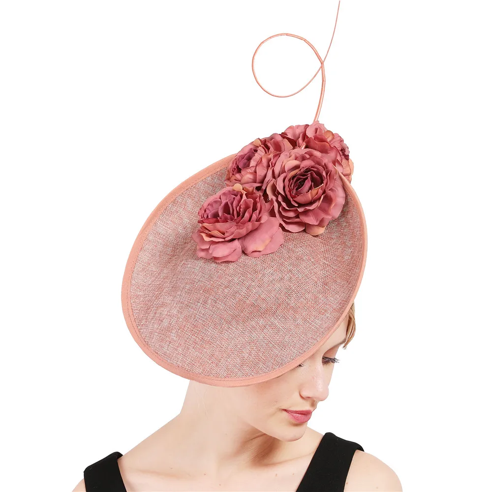 Generous Women Grey Millinery Fascinators With Fancy Flowers Hat Accessories Ladies Big Derby Headwear Headbands Fashion Fedora