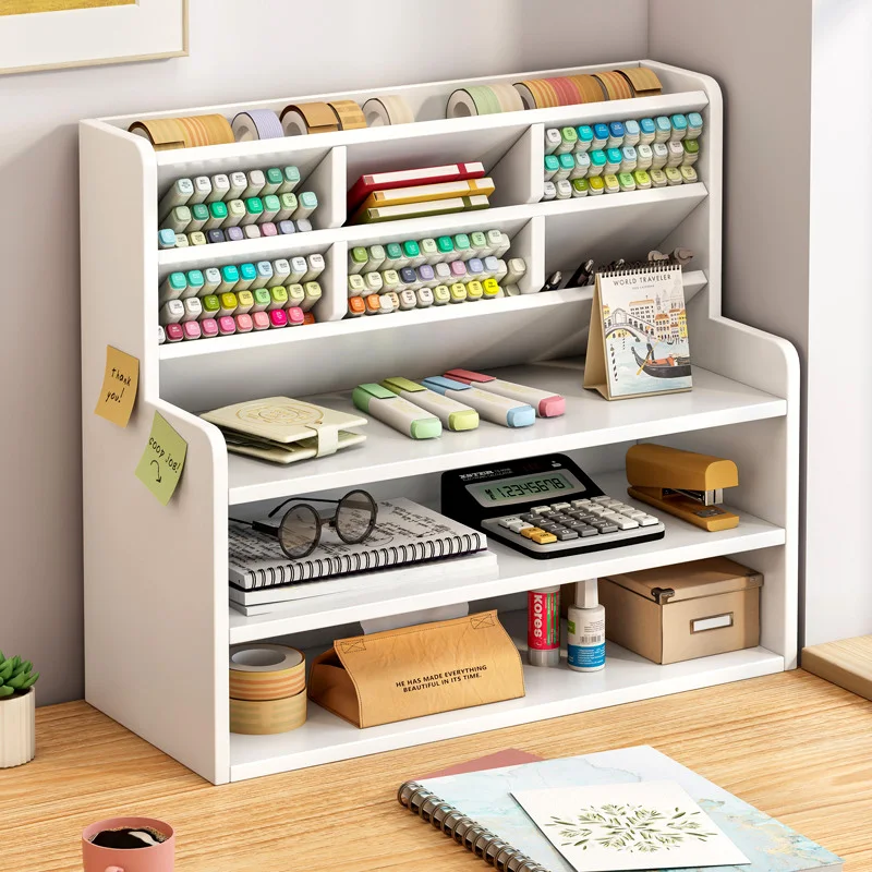 

Simple Desktop Storage Rack Pen Holder Bookshelf Table Students' Dormitory Large Storage Space Bookcase Cosmetic Sundries Rack