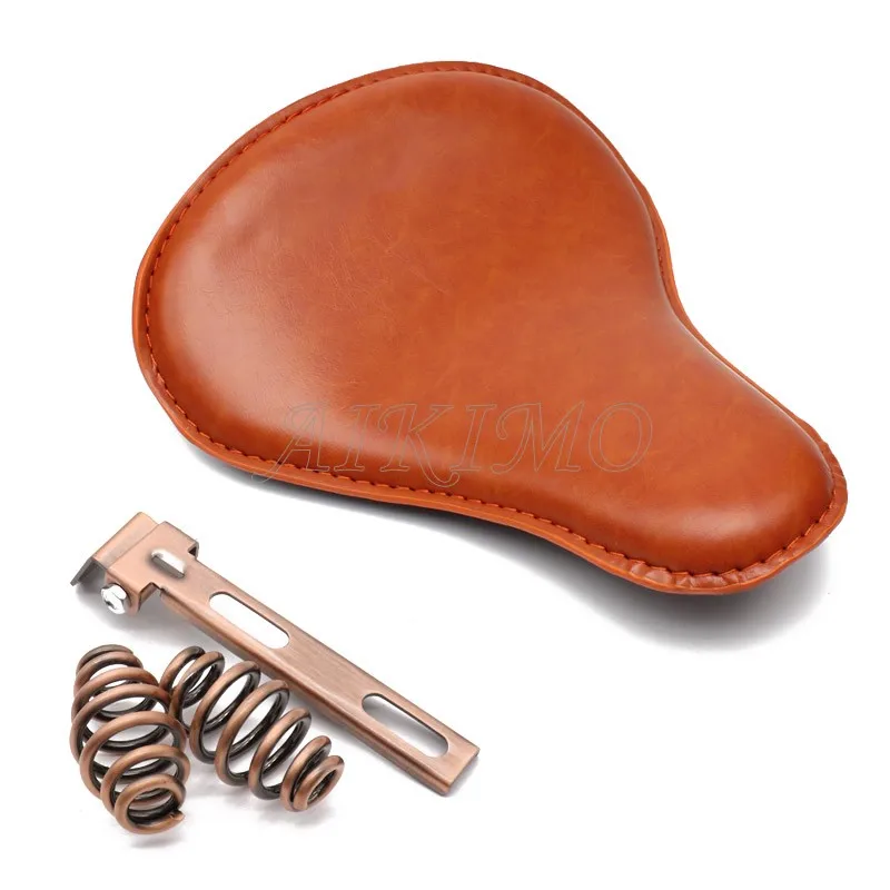 

Motorcycle Brown Leather Solo Passenger Seat Cover Cowl Pad For Harley Sportster Bobber Chopper Custom