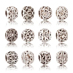 10Pcs/Lot  Silver Plated Hollow Charms Beads European DIY Beads Fit Pandora Charms Bracelets & Bangle Fashion Jewelry js1030