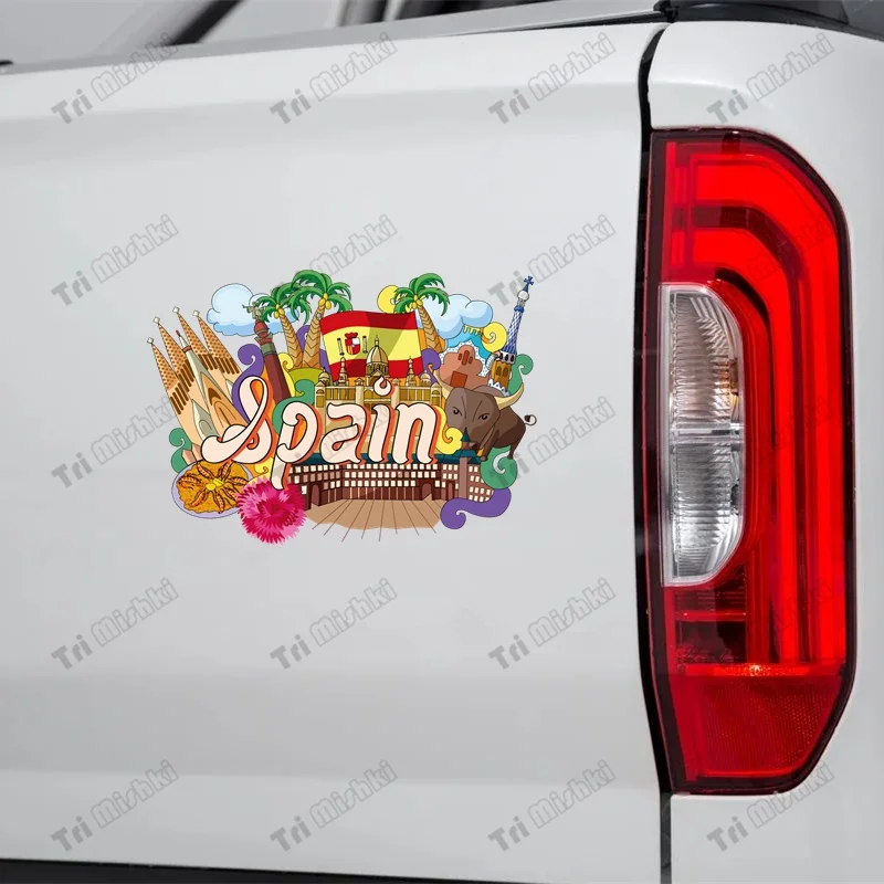 Tri mishki WCS1078 Spain city landmark architecture cultural tourism promotion Car Sticker PVC Decals Sticker Laptop Luggage