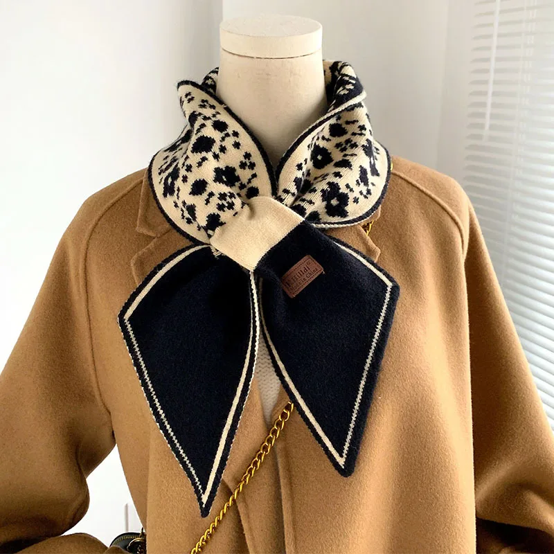 Knitted Scarf New Design FlowerLuxury Brand Scarf Women Winter Scarf Warm Long Skinny Small Scarf Female Neckerchief Scarves