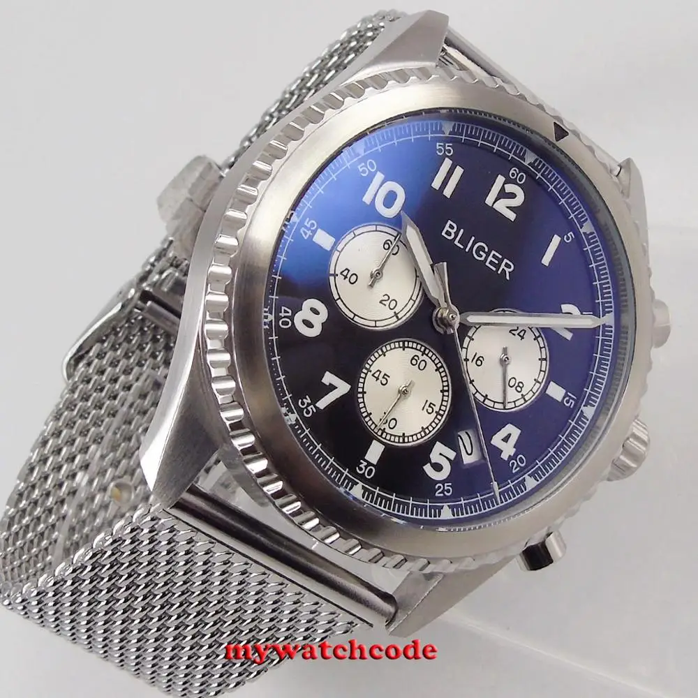 Nam Đồng Hồ 24 Giờ Đa Chức Năng Đồng Hồ Cao Cấp Hàng Đầu 45 Mm Bliger Full Chronograph Quartz Đồng Hồ Nam Đồng Hồ Relogio Masculino