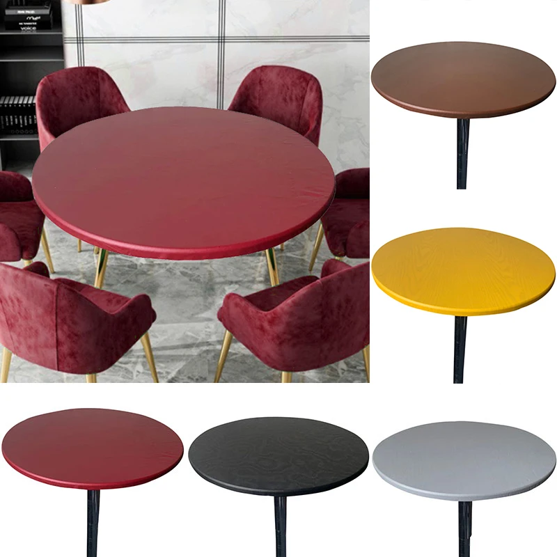 Cubierta impermeable para mesa redonda, mantel elástico a prueba de aceite, decoración para casa, Hotel, boda, fiesta, comedor, 60/70/80/90/100/120/130cm