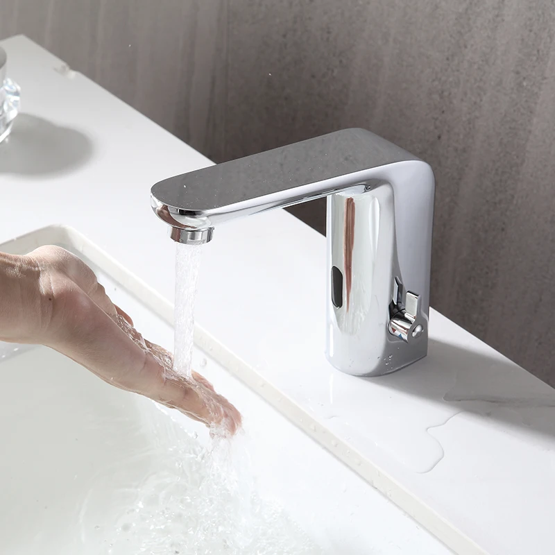 

Chrome Surface Brass Body Material Automatic Touchless Bathroom Basin Faucets ,Mixer Cold & Hot Water ,Ceramic Valve Core