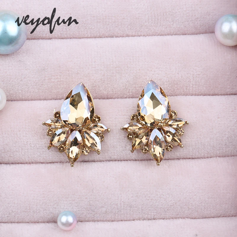 Veyofun Classic Cute Girl Crystal Party Stud Earrings for Women Fashion Jewelry Gift New Wholesale