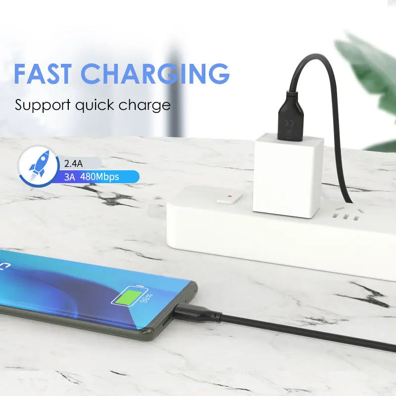 CABLETIME 3A USB C Cable Type C Mobile Phone Cable Android Data Cable Fast Charge for Samsung S10 S9 Xiaomi Redmi Oneplus 7 C276