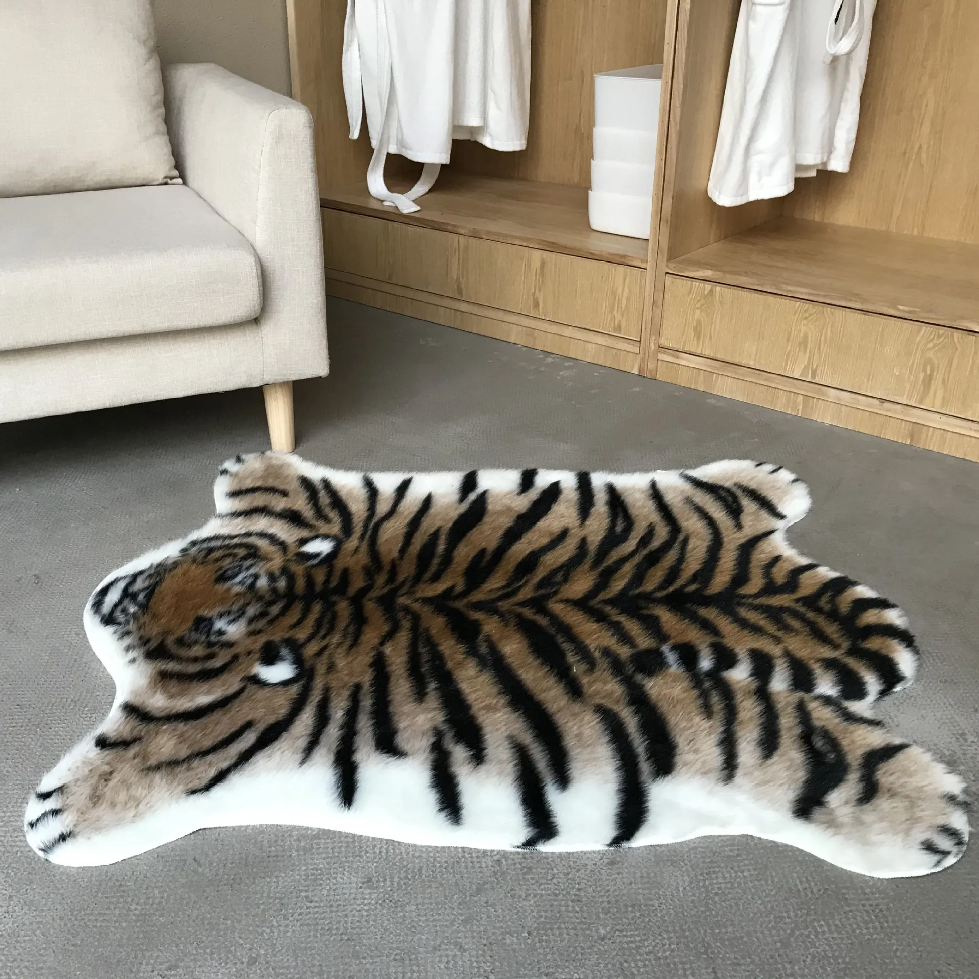 新しいタイガープリントラグ牛革フェイクスキンレザーラグ滑り止 - Cowhide Rug Faux のレビューと価格