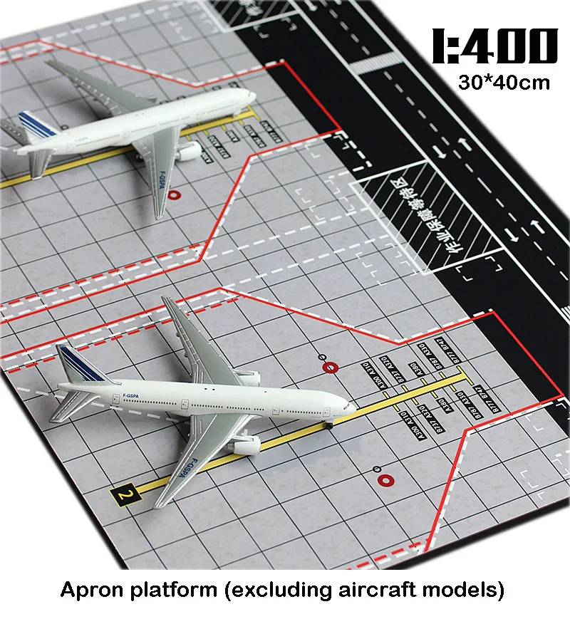 ミニチュア1:400空港航空機apron展示プラットフォームデュアルシート木工40*30cm