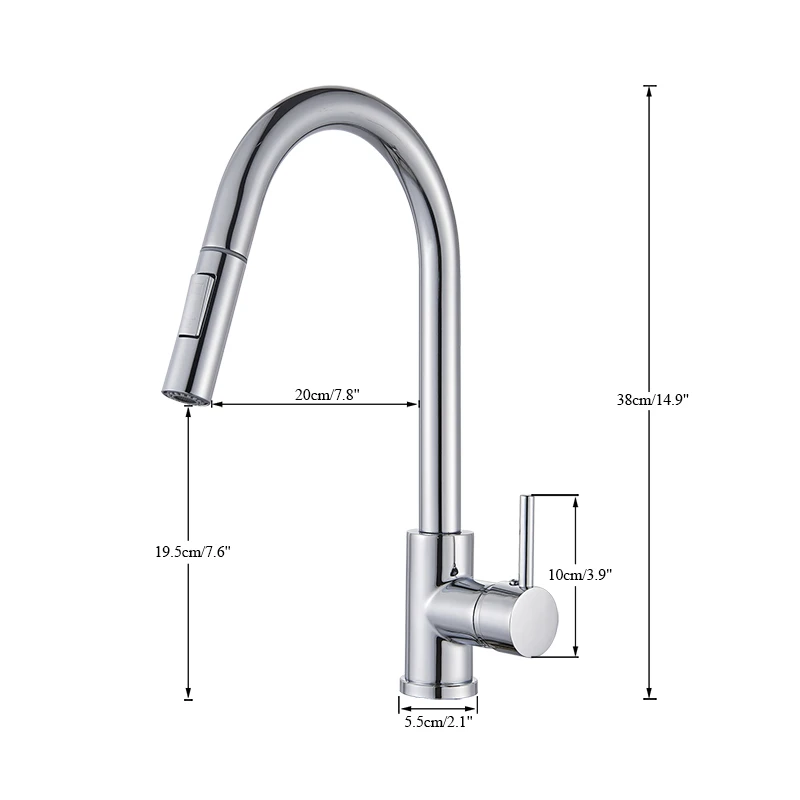 Shinesia Black Kitchen Faucet Pull Out faucet for kitchen sink Deck Mounted 360 Degree Rotation Hot and Cold Water Mixer Tap