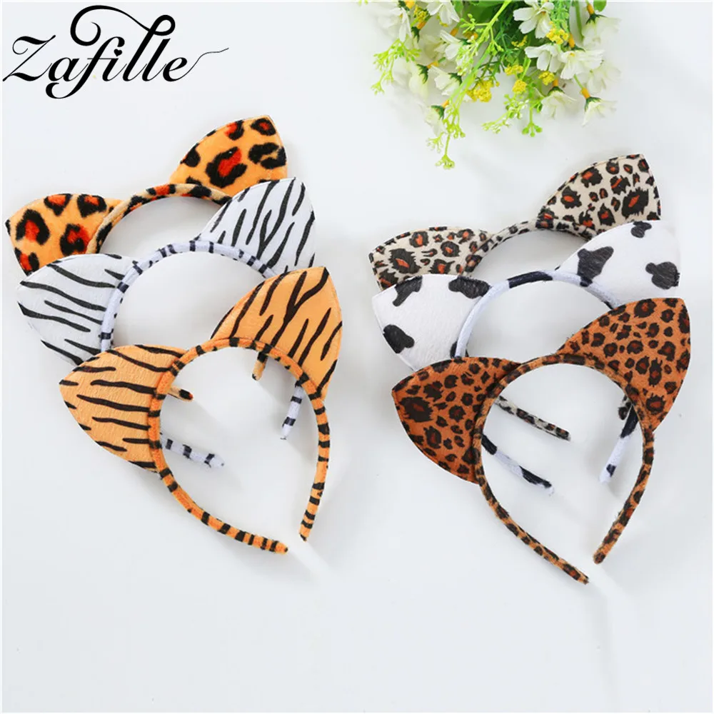 Menina hairbands para bebês festa de aniversário traje menina acessórios para o cabelo animal leopardo gatos orelhas miúdo headbands crianças acessório