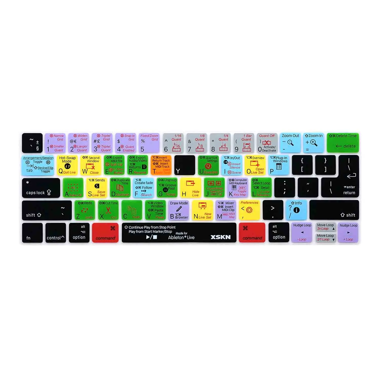 

XSKN Ableton Live Silicon Keyboard Cover Fits for 2016-2018 MacBook pro 13/15 Inch with Touch Bar A1706 A1989 A2159 A1707 A1990