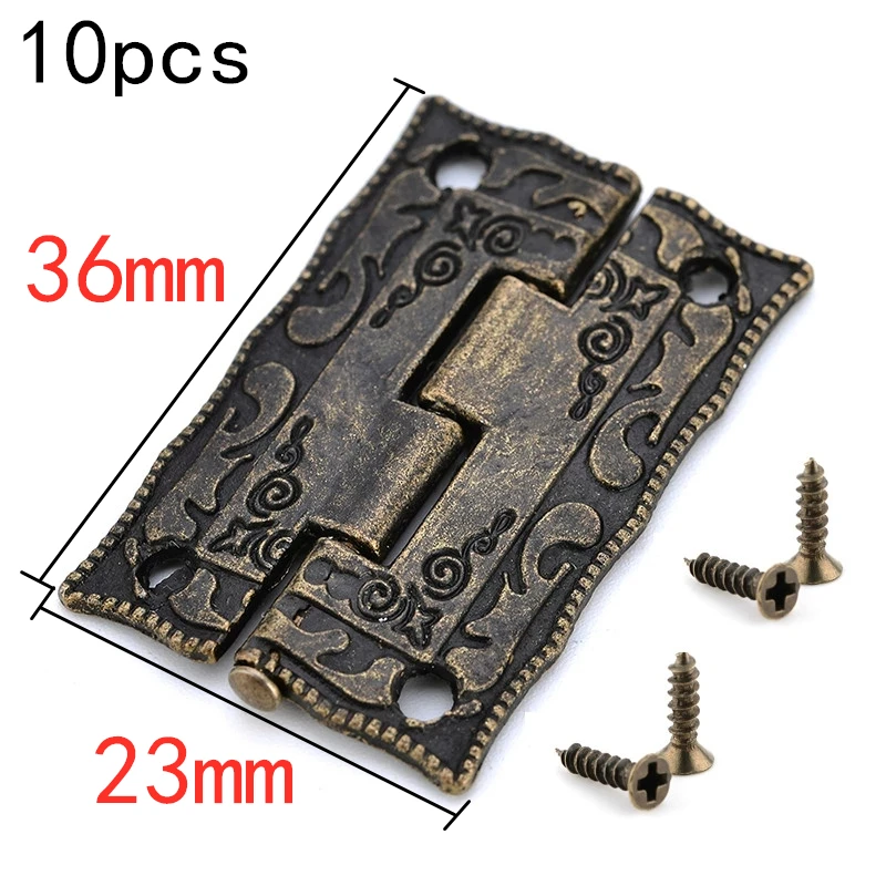 

10pcs Antique Bronze Cabinet Door Hinge Practical Drawer Jewelry Decoration Vintage Hinges For Wooden Box Furniture Hardware