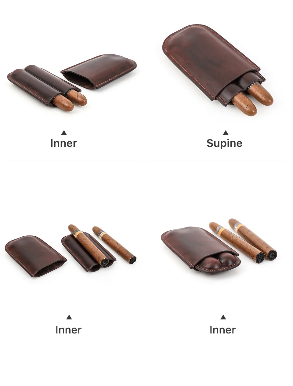 CONTACT'S FAMILY Leather Cigar Case Multiple Cigars Sets Storage Portable Cigar Box Humidor Box for Travel Gift for Man Father