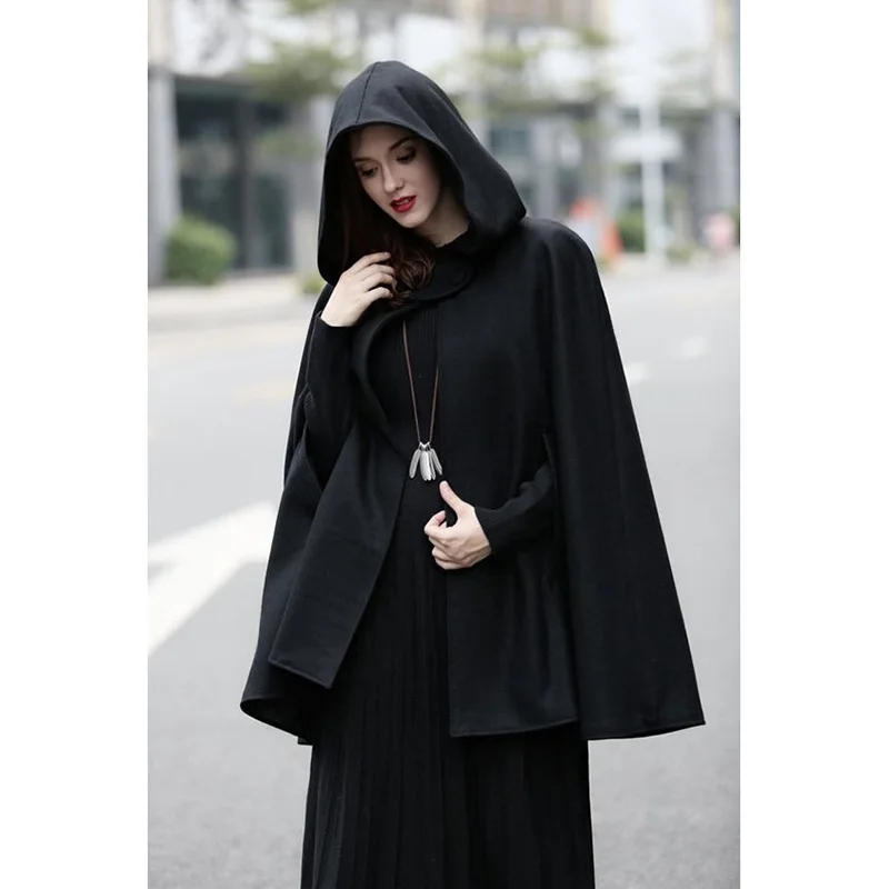 Medieval Elegant Women Outwear Cloak Hooded Coat Vintage Gothic Cape Poncho Casual Maxi Long Cardigan Coats Men Women