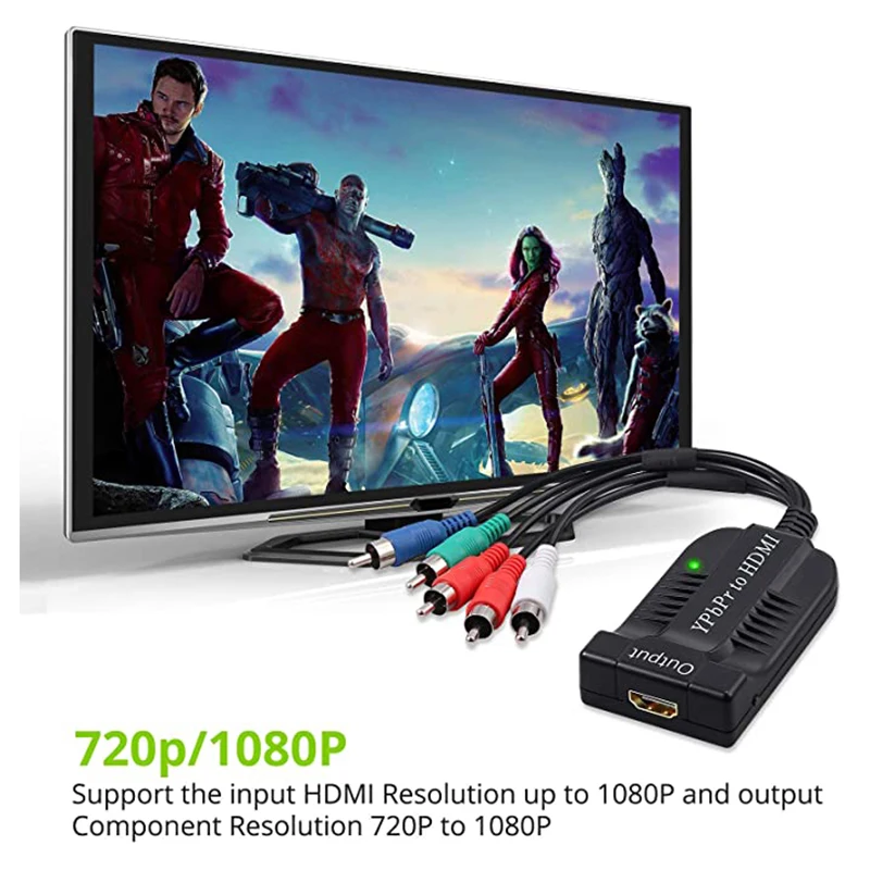 Konwerter komponentów na HDMI obsługuje 1080P męski YPBPR RGB + R/L Adapter Audio na HDMI 1.3 5RCA na HDMI z kablem USB