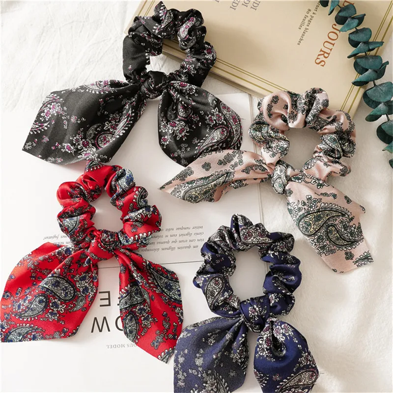 Ruoshui Boho Scrunchies Hair Ring Woman Hair Band Girls Leopard Hair Ties Women Hair Accessories Headwear Hair Rope Gum Tiara