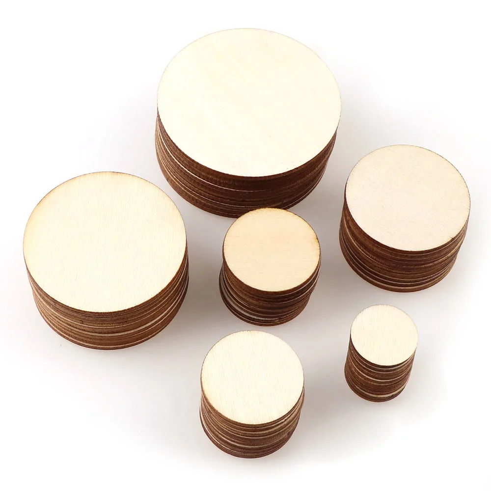 1cm-10cm Natural Pine Round Unfinished Wood Slices Circles soild color for Wood Craft Wedding Birthday Christmas Ornament Decor