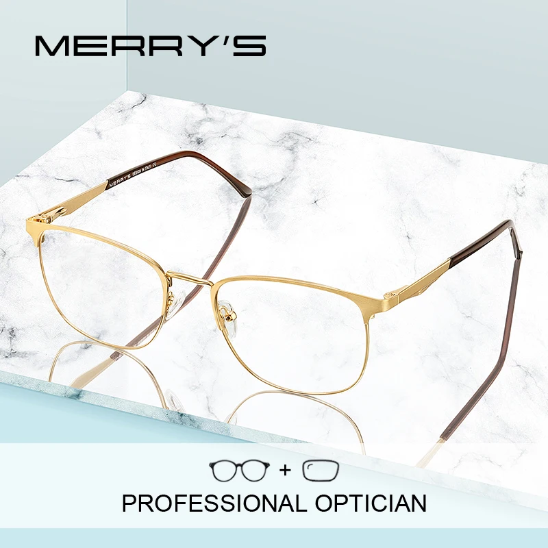 MERRYS DESIGN Men Luxury Prescription Glasses Fashion Myopia Prescription Eyeglasses Male Vintage Style Optical Glasses S2060PG