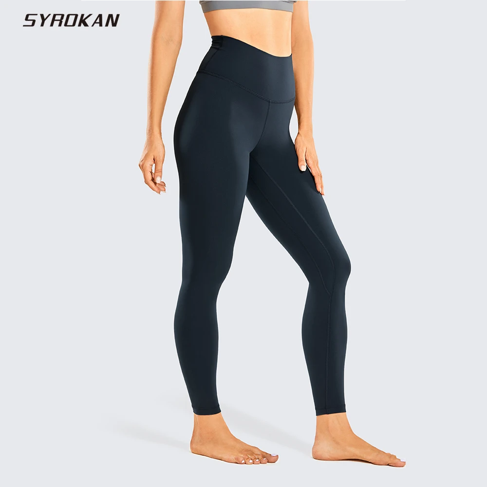 SYROKAN Women\'s Brushed Naked Feeling Yoga Leggings 25 Inches - High Waist Matte Soft Workout Tights Running Pants