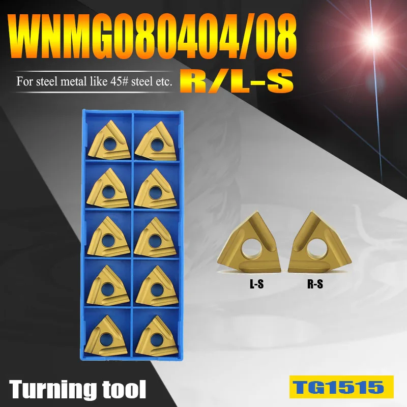 WNMG080404R-S Lathe Turning Tools Peach Shape Carbide Inserts WNMG080408R-S TG1515 Common Steel like 45# steel rough machining