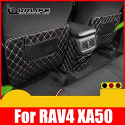 Car seat back anti-kick pad for Toyota RAV4 XA50 5th 2020 2021 2022 2023 2024 seat rear anti-kick leather pad accessories