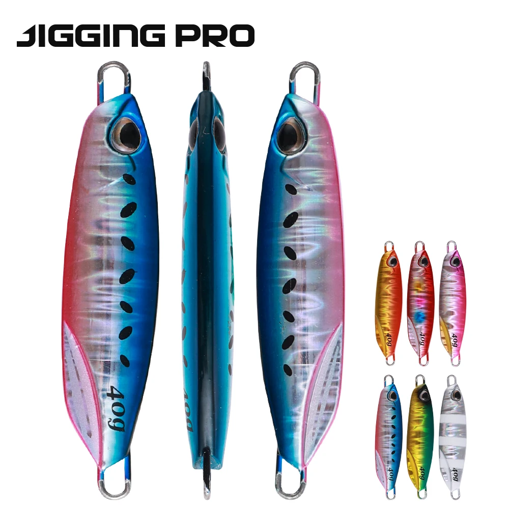 JIGGING PRO 20g 30g 40g 60g 80g Drag Metal Wide Casting Jigs Shore Jigging Lure Long Cast Metal Jigs Spanish Mackerel  Bass