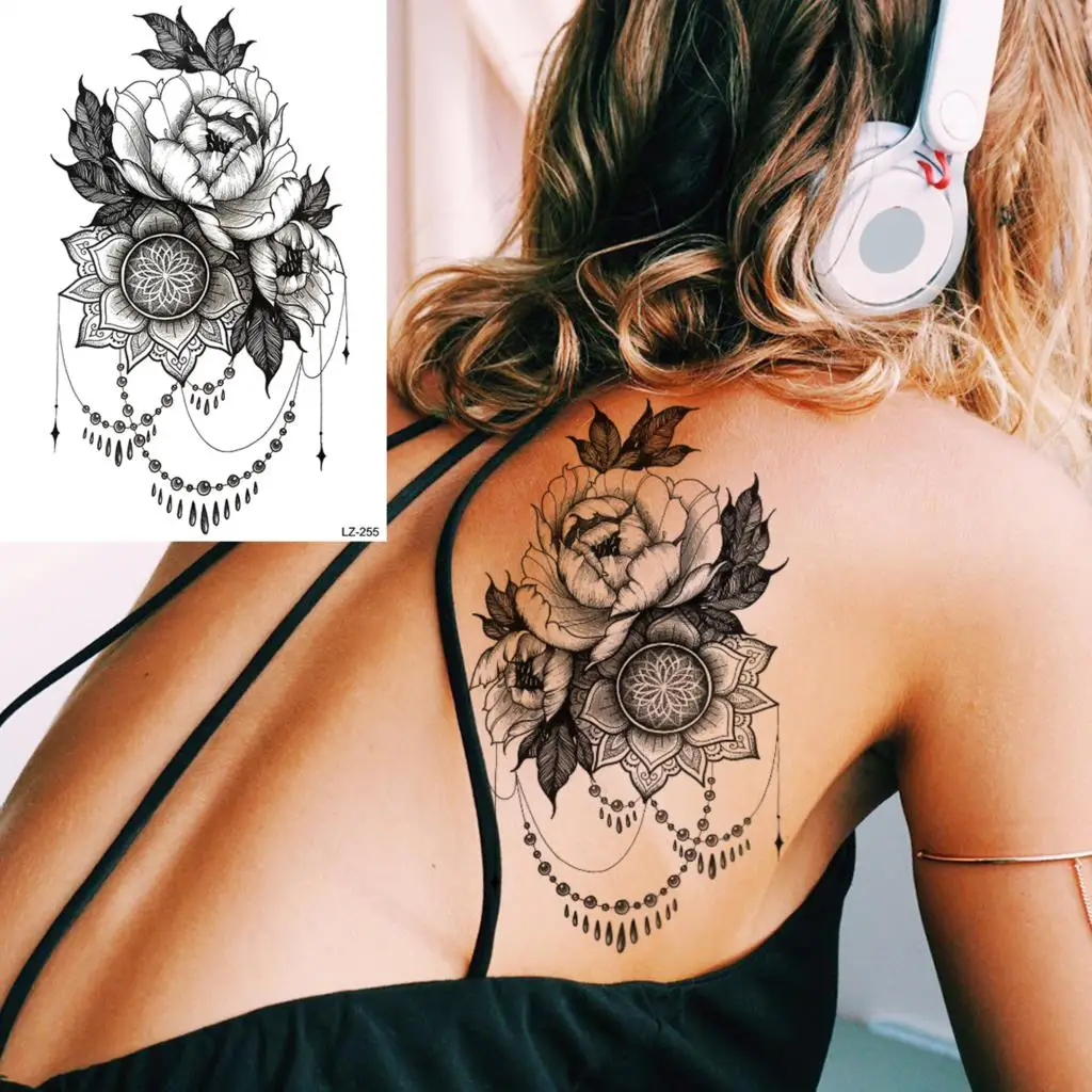 Black Gangster Skeleton Vampire Halloween Temporary Tattoos For Women Realistic Punk Girls Skull Fake Tattoo Sticker Arm Tatoos