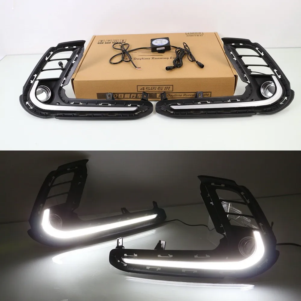 

July King LED Light Guide Daytime Running Lights Case for Hyundai Elantra 2017 2018, LED Front Bumper DRL, Fast Shipping