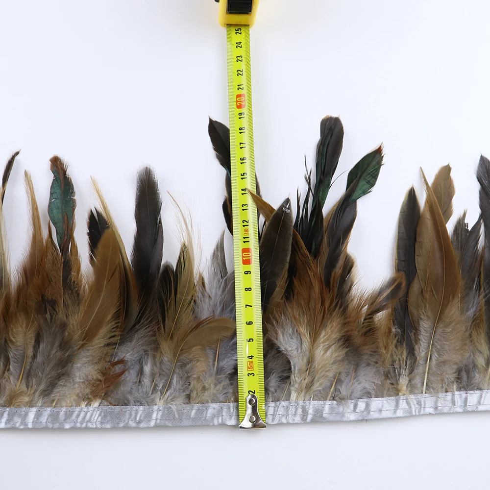 1 meter balck Rooster hair Natural feathers trim fringe 13-18cm ribbon for Sewing clothing Party decorations craft Accessories