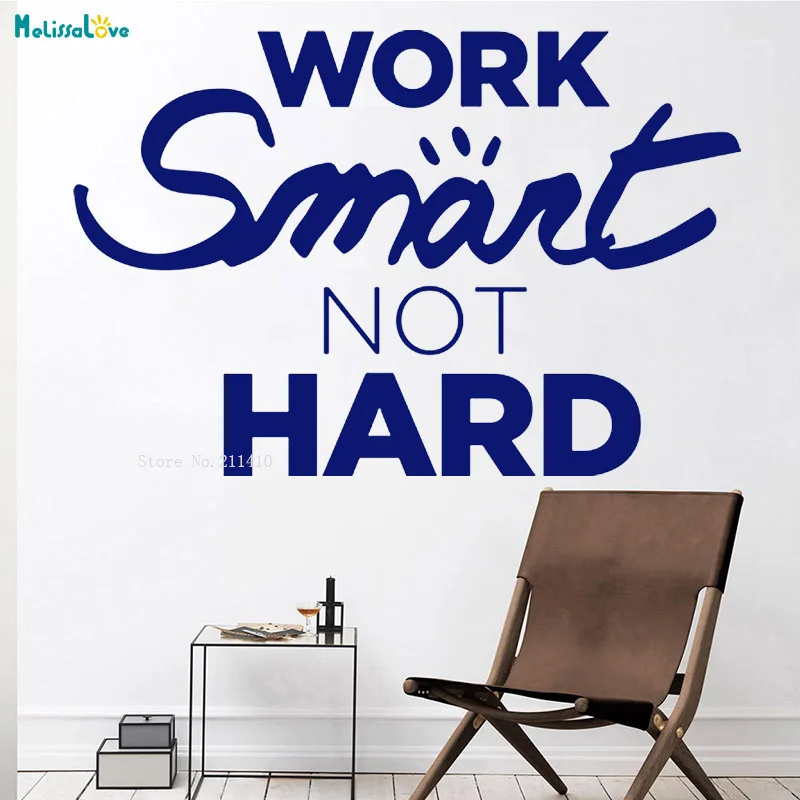 Work Smart Not Hard Wall Sticker Office Decor Staff Hall Vinyl Murals Removable Decals Encourage Employees Poster YT3028