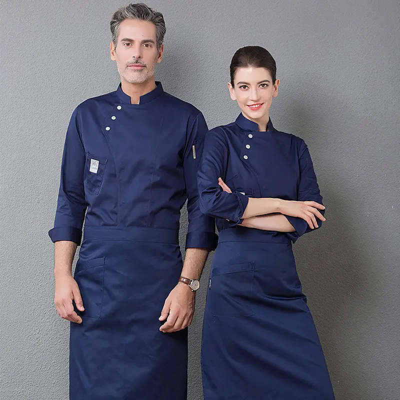 Vestes de chef à manches longues pour hommes et femmes, manteau de Chef de Restaurant de cuisine, veste de chef blanche pour femme, uniforme de