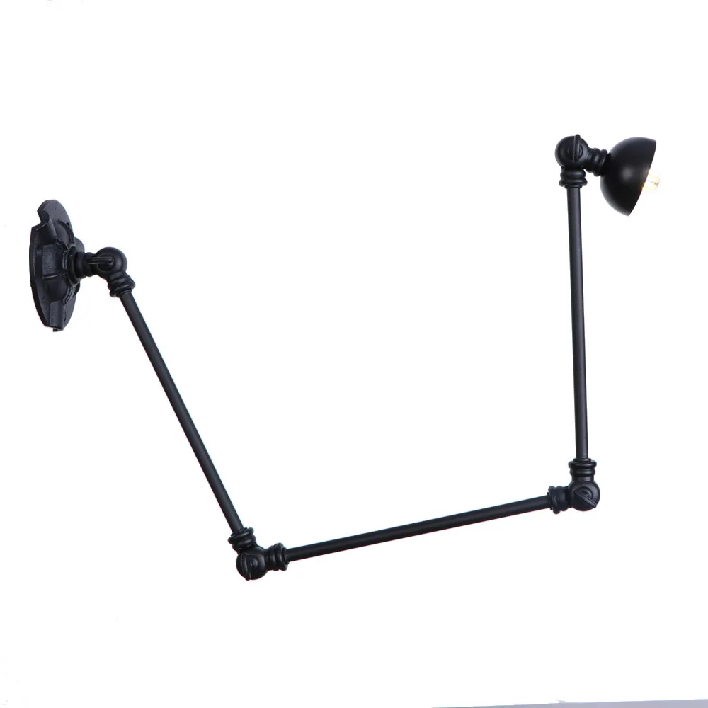 Long Swing Arm Wall Light Adjustable Joint Loft Foldable Arms American Iron Black Wall Lamp Vintage Bedroom Study Reading Lamps