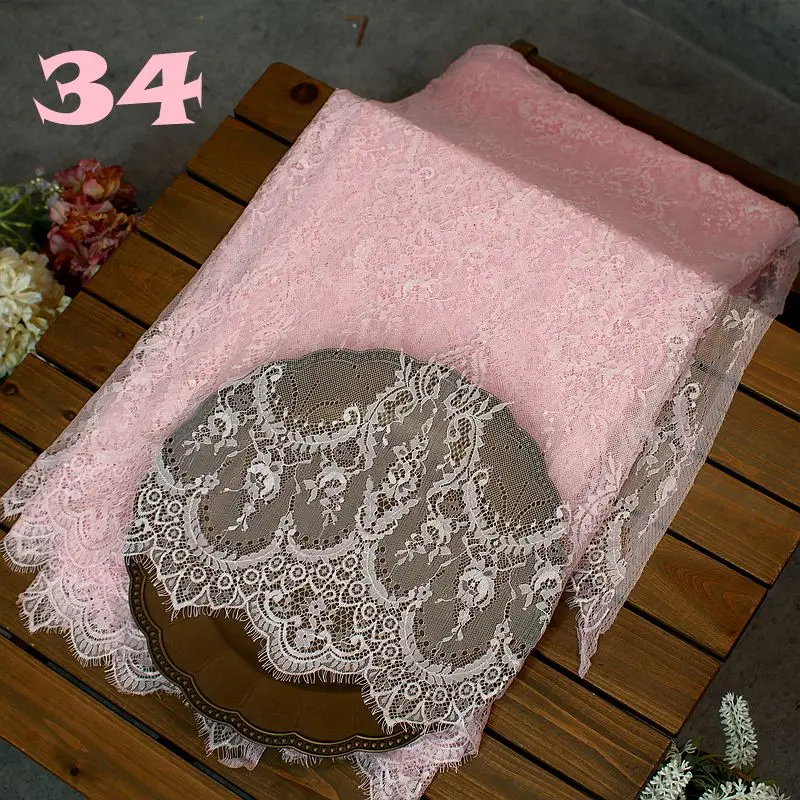 42 Colors 1.5x3M=1 Piece Eyelash Chantilly Lace Fabric for Dresses Quality Good!