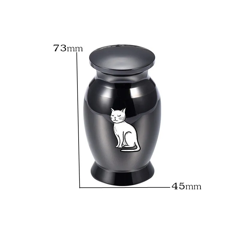 Black Color Stainless Steel Keepsake Urn for Pet Cat Ashes Remaining Loss Funeral Cremation Mini Jars