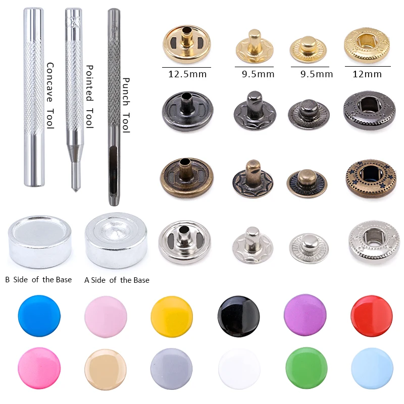 Leather Snap Buttons Fasteners Metal Snaps Press Studs Sewing  Accessories Fabric Buttons For Clothes/Jackets/Jeans/Bags