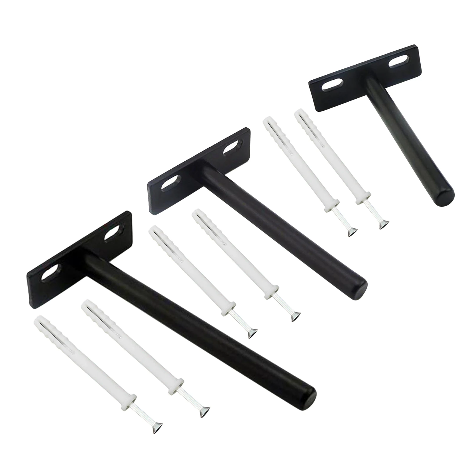 Braket Rak Mengambang Braket Tersembunyi Tugas Berat Mendukung Rak Buta Dinding 3/4/5 Inci, HITAM