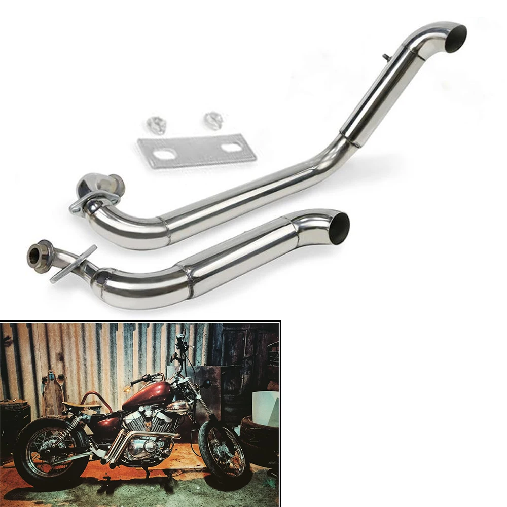 For Yamaha Virago 250 XV125 XV 125 XV250 XV 250 Motorcycle Exhaust Pipe Muffler Full Exhaust Drag Pipes+Silencers Chrome