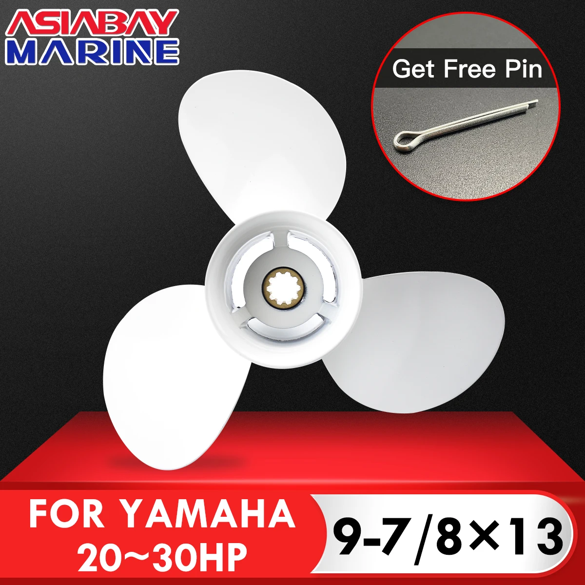 Outboard Propeller For Yamaha 20hp 25hp 30hp 9 7/8 *13 Boat Motor Aluminum Alloy Screw 3 Blade 10 Spline Marine Engine Part