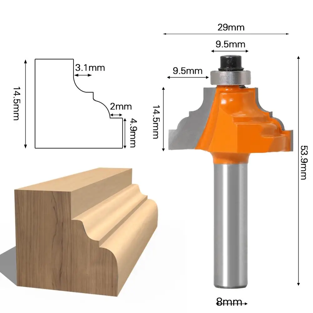 1pcs 8mm ShankYarn wood router bit Straight end mill trimmer cleaning flush trim corner round cove box bits tools