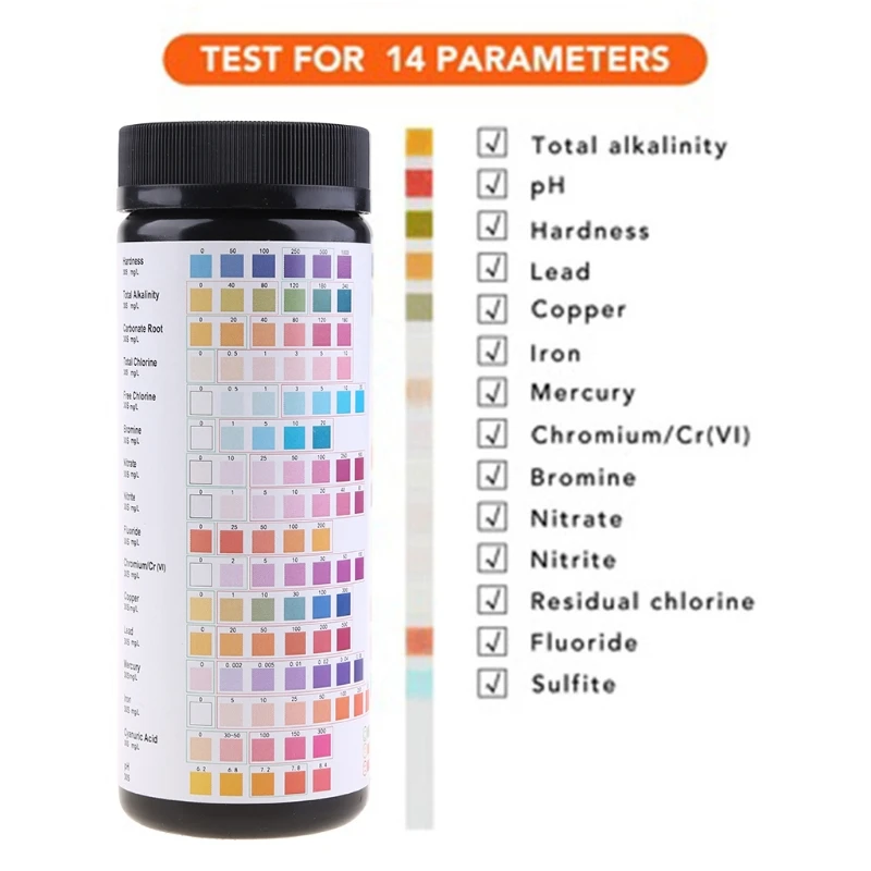 Swimming Pool and Spa Water Test Kit Testing Strips for Hardness Chlorine Fluoride Trace Heavy Metals pH Balance High Sensitivit