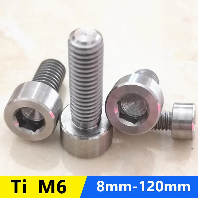 

30PCS Titanium Hex Socket Cap Screws Full Thread Allen Bolts DIN912 GR2 Ti Screw M6*10/20/30/40/50/60/70/80/90/100/110/120