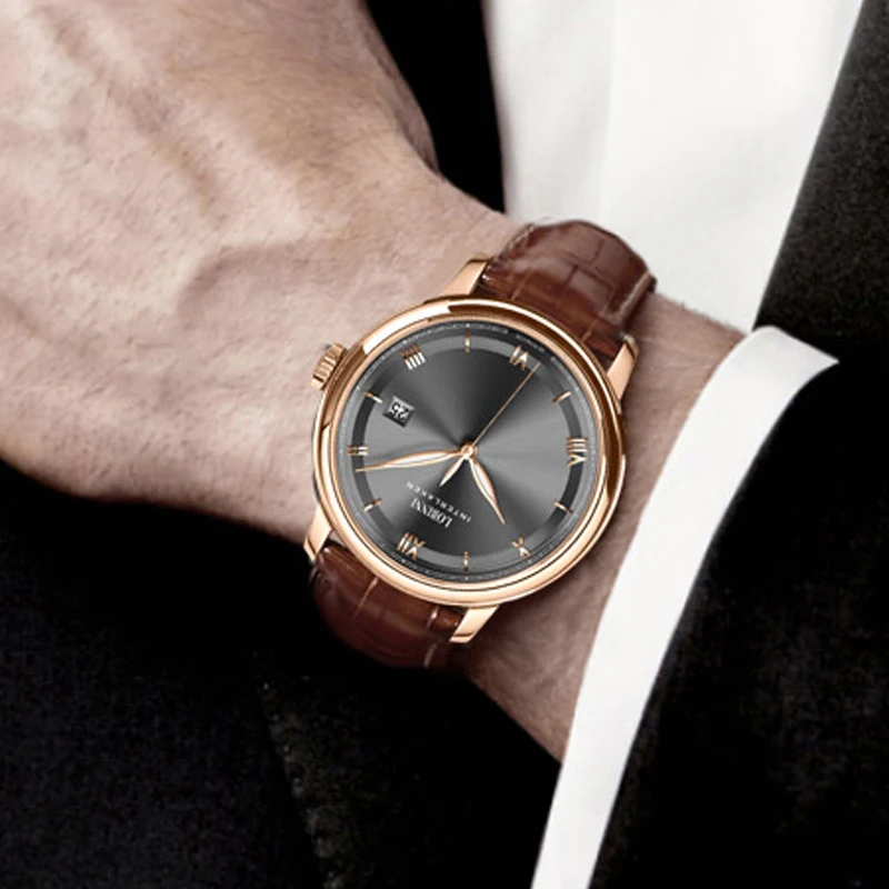 Lobinni novo relógio de pulso mecânico automático masculino vidro safira à prova dwaterproof água 50m relógio luxo movimento gaivota relógios