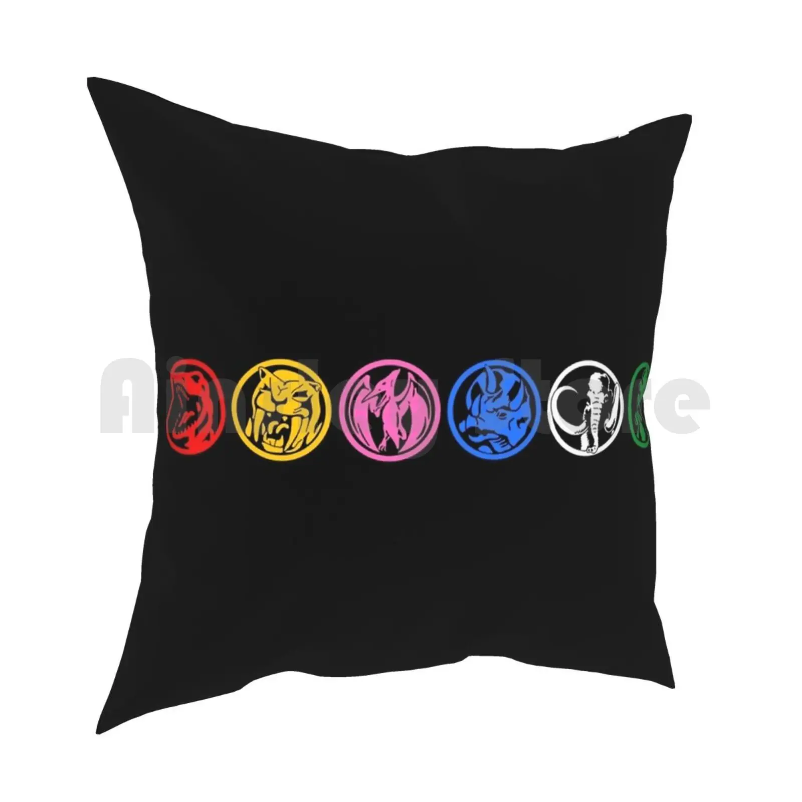 6 Power Coins Pillow Case Printed Home Soft Throw Pillow Six Power Coins Rangers Super Sentai Pink Ranger Blue Ranger