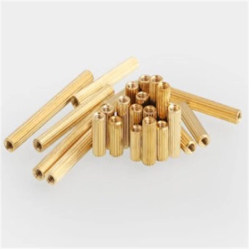 50pcs M2*L L= 3mm to 30mm 2mm thread Brass Round Standoff Spacer Female M2 Brass Threaded Spacer