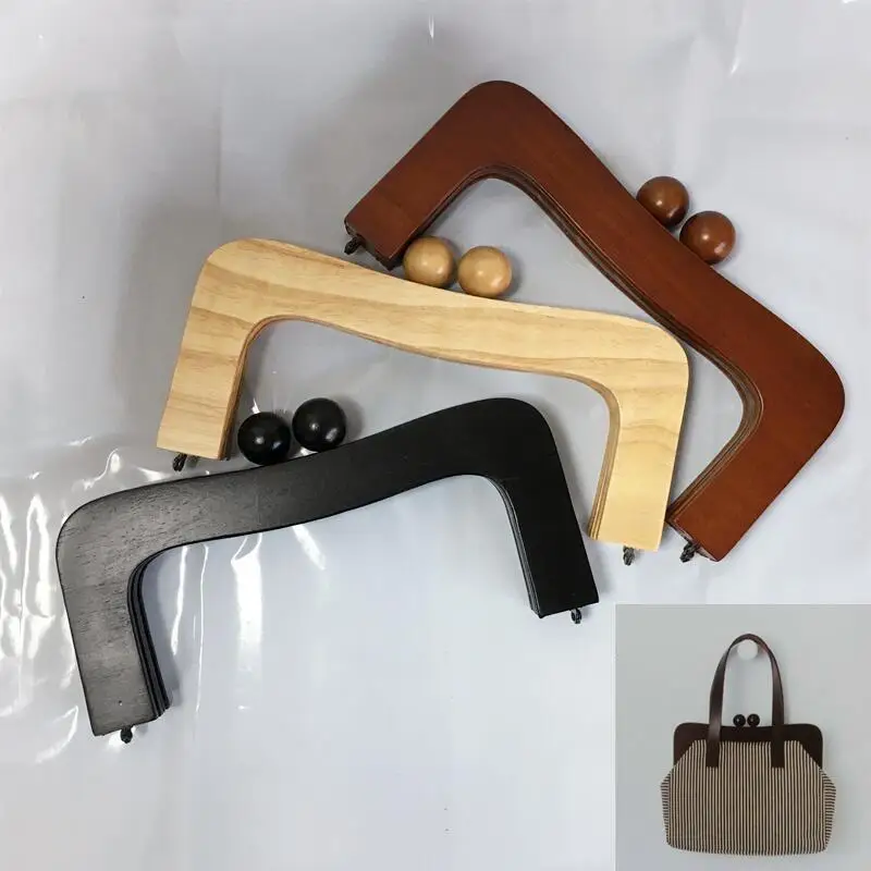 1 PCS 22 Centimeter Solid Wood Handle Wooden Purse Frame Bag Parts Obag Accessories Wooden Bag Handle Factory Supplier Wholesale