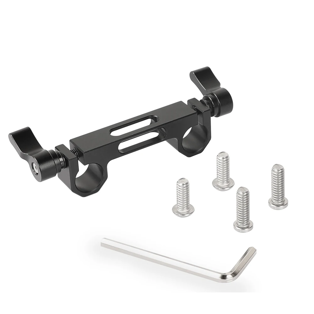 Morsetto a doppia asta Standard da 15mm CAMVATE con scanalature di montaggio centrali da 1/4 "per sistema di supporto per asta da 15mm DSLR