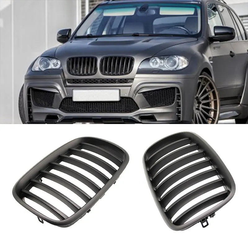 Car Kidney Grill Gloss Black M Racing Double Line Grille For BMW E70 E71 E72 X5 X6 2007-2014 Car Tuning Front Grills Accessories